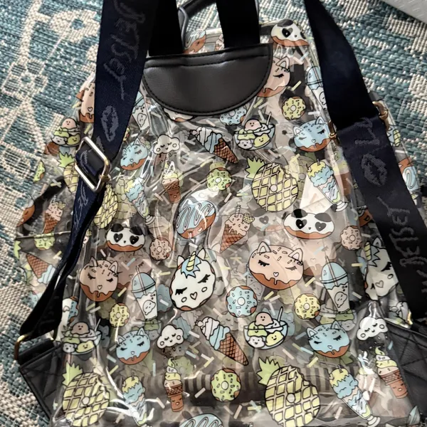 Betsey Johnson Backpack Large Clear Kawaii Cat Food Pineapple Ice Cream‎ Donut - Image 5
