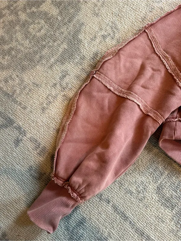 Free People Dusty Rose Cropped Sweatshirt - Casual Pullover - Image 3