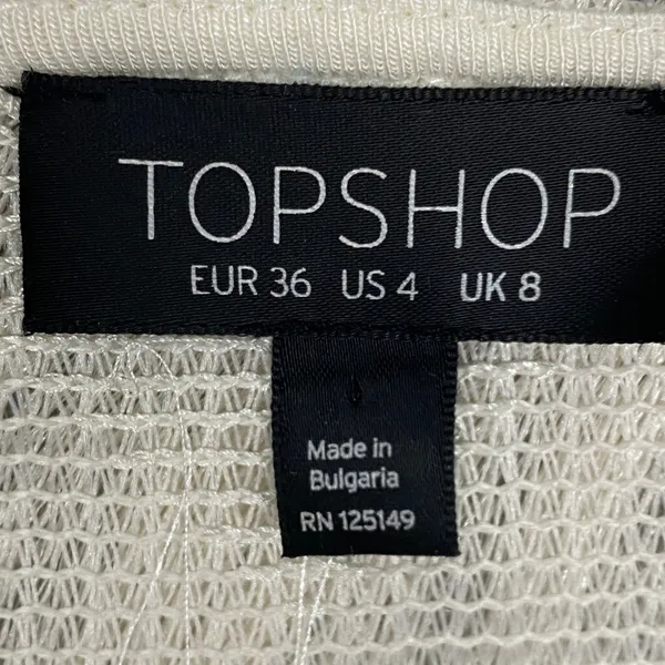 TOPSHOP Sweater Womens 4 Cream Fringe Open‎ Front Cardigan Sweater Cover Up Top - Image 3