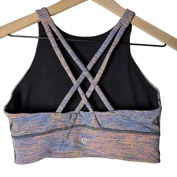 Lululemon Energy Bra High Neck LL Spectral Fusion Jacquard Red Teal Size 10 - Image 2