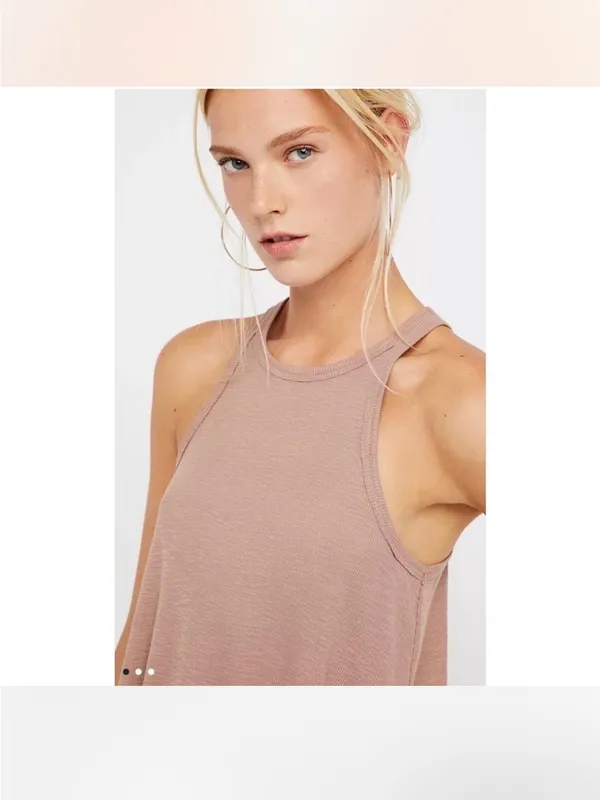 Free People Intimately Mushroom Brown Tan Tank Top Medium - Image 3