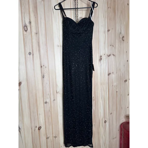 NWT Lulus A-Lister Black Rhinestone Bustier Maxi Dress Glam Cocktail Party Sz S - Image 2