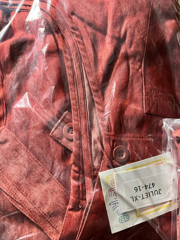 Lularoe Chambray Rust Red Drawstring Utility Jumpsuit XL - Image 2