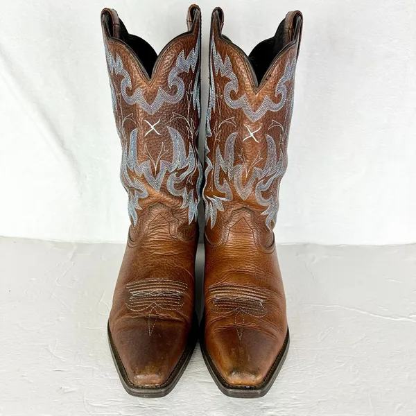 Twisted X Women's Cowboy Boots Size 8.5 Western Rodeo Brown Blue Embroidered - Image 4