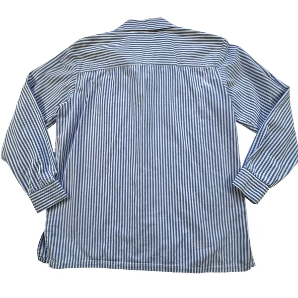 BFA Classics Blue White Striped Shirt Womens Med Petite Star Patriotic‎ Vintage - Image 14