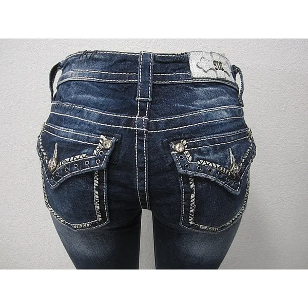 Miss Me Jeans MP7273T Mid Rise Straight Leg Women's 27 x 31 Inseam Western Y2K - Image 2