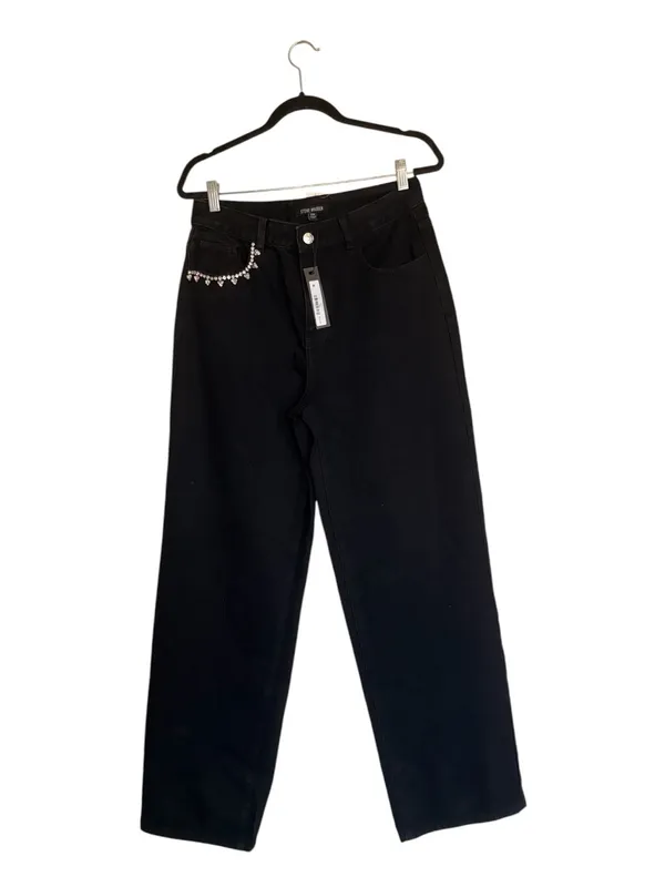 NWT Steve Madden Women's Swift Jeans Rhinestone Black SZ-28 - Image 2