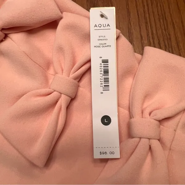 AQUA Strapless Straight Neck Bow Mini‎ Dress Rose Quartz Pink Size Large - Image 6