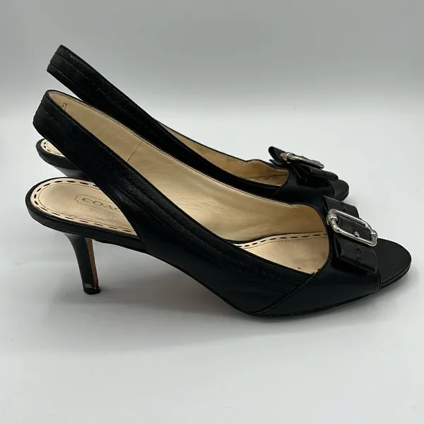 Coach Miranda Open Toe Slingbacks - Black -  Size 8B‎ B37 - Image 5