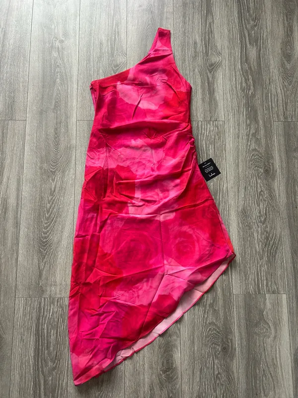 New Lulus Serene Pink Floral One-Shoulder Asymmetrical Midi Dress -Medium $69 - Image 5