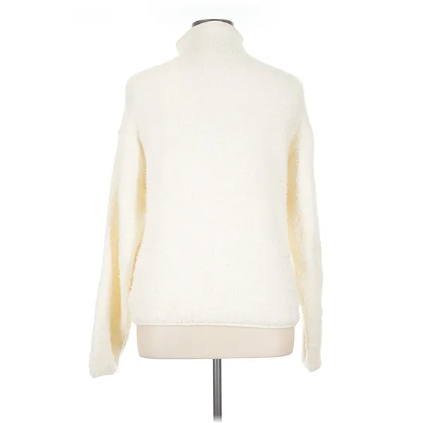 Skims Cream Fuzzy Mock Neck Sweater L/XL Long Sleeve Cozy Tunic Pullover - Image 2