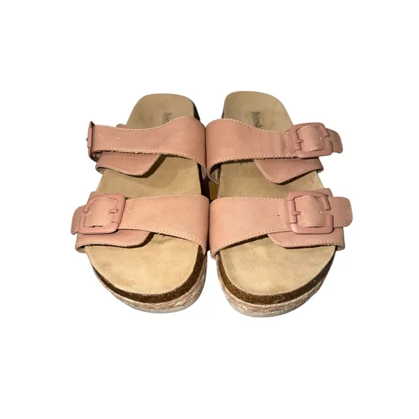 Bjorndal Kai Sandals Womens 9 Pink Double Buckle Cork‎ Footbed Slide Espadrille - Image 2