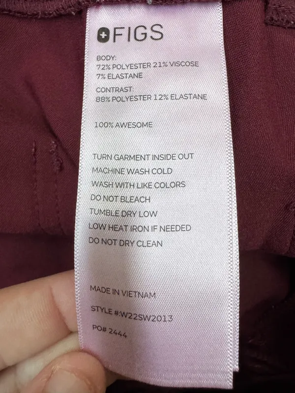 Figs Yola High-Rise Slim Burgundy Scrub Pants Size Large - Image 5