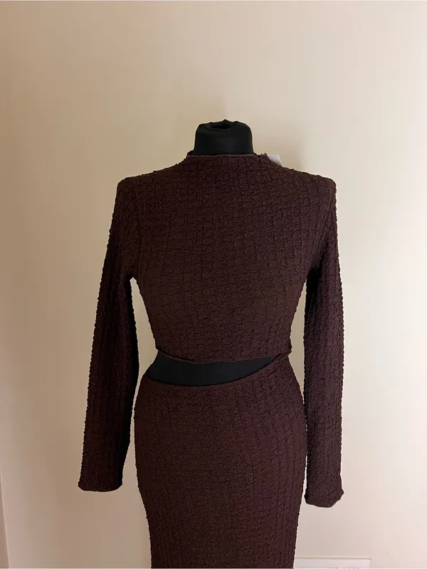 Zara Brown Cutout Knit Maxi Dress NWT - Image 4