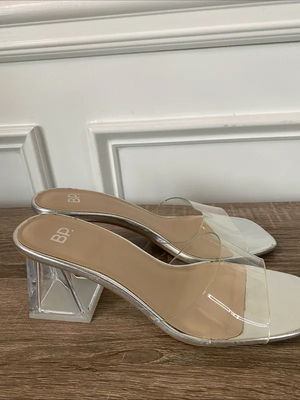 BP. Clear Square Toe Block Heel Mules - Image 5