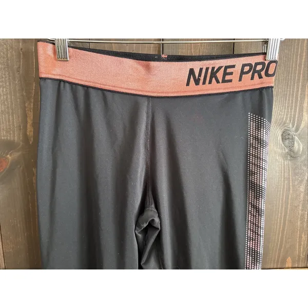 Nike Pro Women Dri-Fit Training Mid Rise‎ Rose Gold Leggings Size M - Image 2