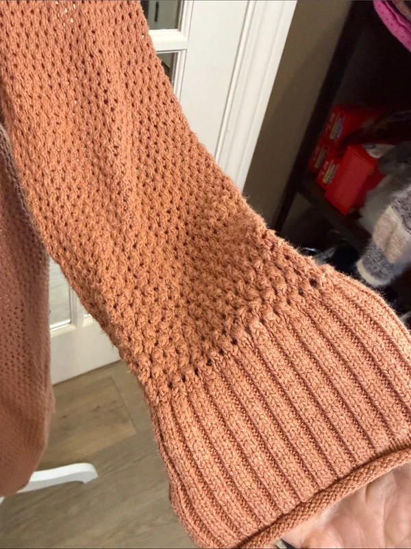 Universal Threads Crochet Lightweight Cotton Rust Long Cardigan BOHO COTTAGECORE - Image 5