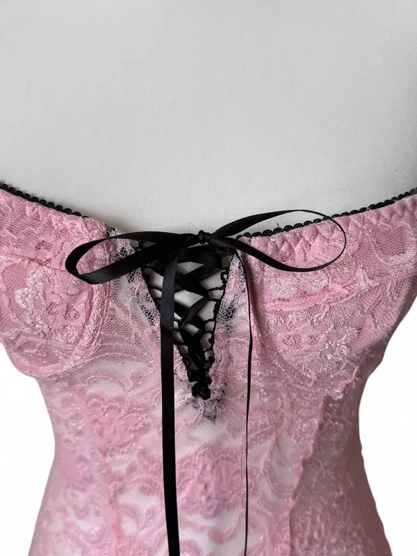 Pink Lace Coquette Lingerie Slip - Image 4