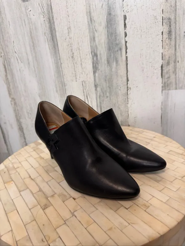 Calvin Klein Joanie Pointed Toe Leather Ankle Booties Womens 8 Black Heel Shooti - Image 5