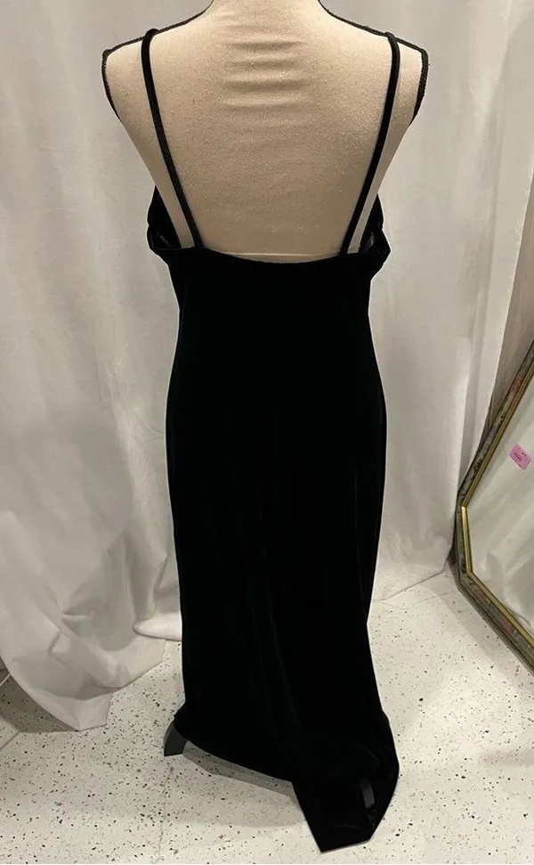 Y2K velvet rhinestone strap trim maxi dress All That Jazz stretchy square neck - Image 2