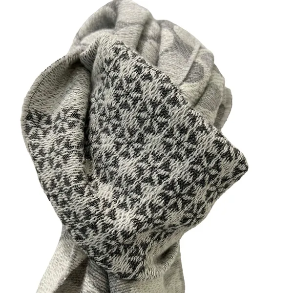 Talbots Scarf Metallic Gray Silver Snowflakes Wool Blend 70" x 20" - Image 3