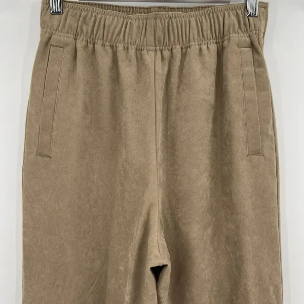 Zara High Rise Waist Jogger Pants Women's Size Small Ankle Zipper Beige Pull On‎ - Image 3
