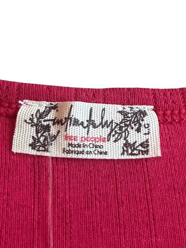 Intimately Free People Lipstick Red T-Shirt Top Blouse Stretchy Size Large NWT - Image 8