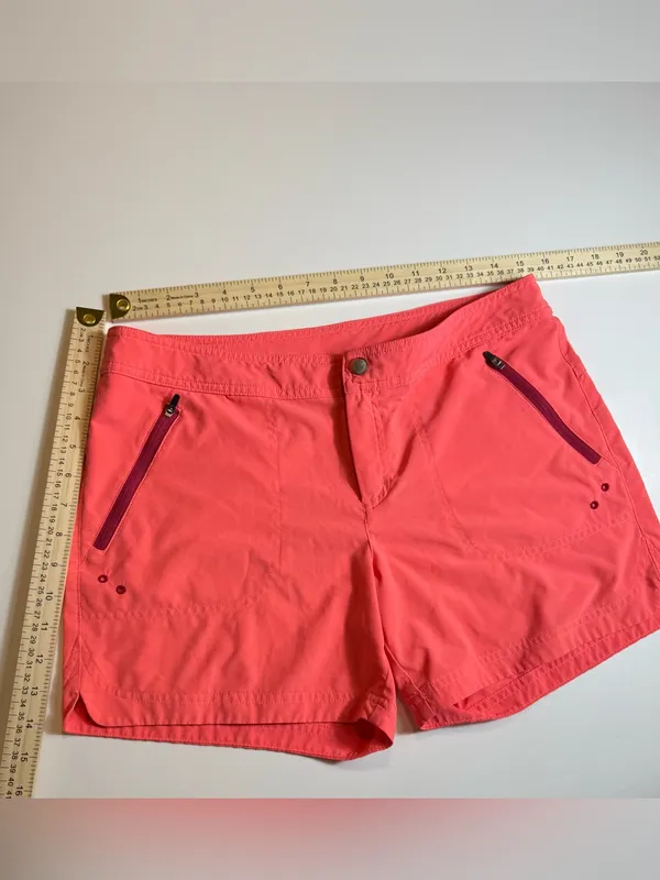Title Nine Nimblene Coral Stretch Hiking Athletic Shorts Zip Pocket‎ Size12 - Image 5