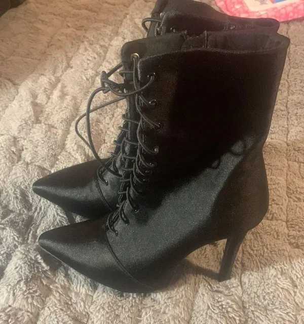 Black pointy goth witchy punk toe boots size 7 $78 - Image 4