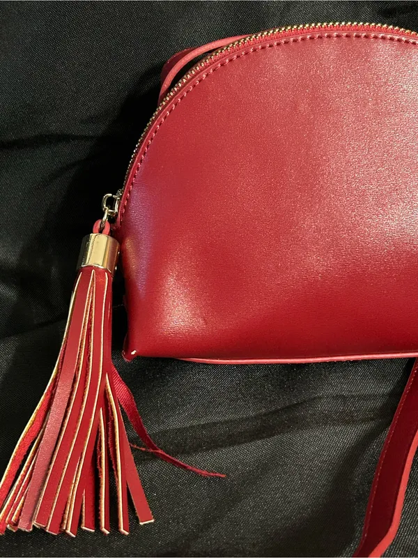 Forever 21 Women’s Red Crossbody Shoulder Tassel Bag - Image 4
