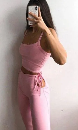 Tiger Mist Pink Cut Out Pants - Image 2