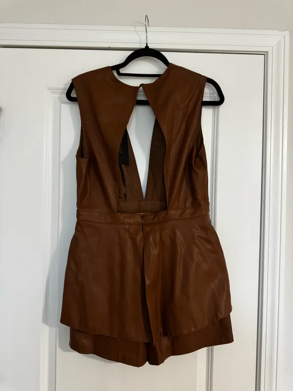 DO+BE Leather Romper Brown - Image 3