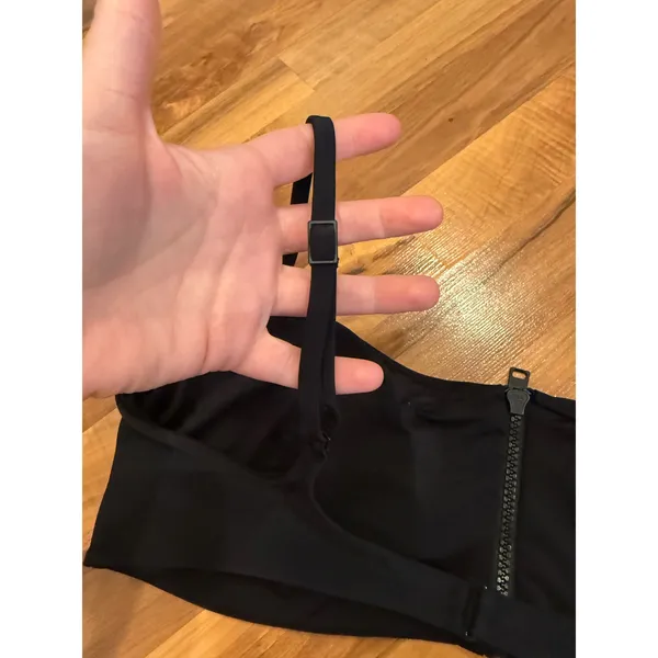 Aerie Black Zip Front Bikini Top Adjustable Straps Swimsuit XXL classic‎ bathing - Image 4