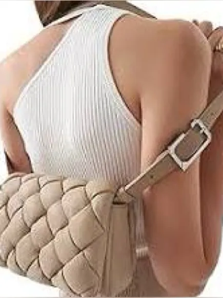NWT JW PEI Purse Maze Bag Woven Almond Vegan Leather Crossbody beige neutral - Image 2