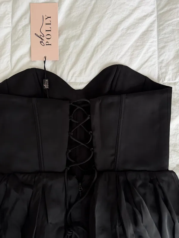 Brand-new Oh Polly black satin mini dress with tags - Image 6