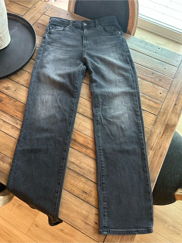 AG Brinley Mid Rise Straight Leg Dark Charcoal Black Jeans 28 - Image 4