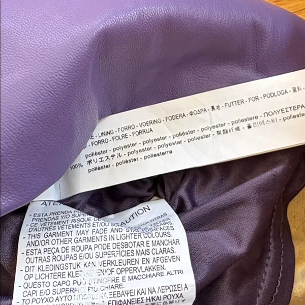 NWT Zara Faux Leather Ruched V Neck Dress Purple Size Small - Image 7