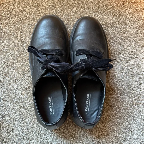 Portland Hattie Black Oxford Loafer Velvet Tie Women’s‎ 9.5 Schoolgirl Trendy - Image 6