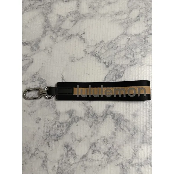 Lululemon Never Lost Keychain Black Beige Stripe Keychain Lanyard Keyring Clip - Image 6