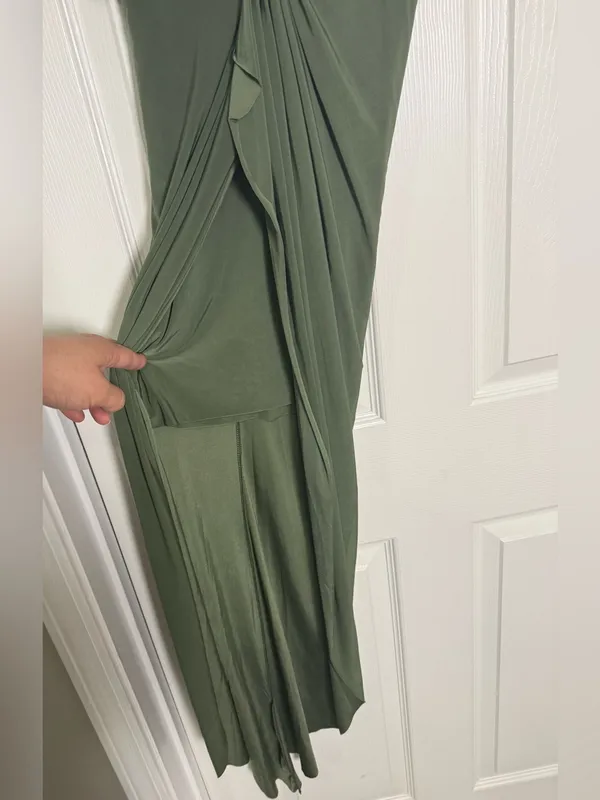 MISA Los Angeles Leza Gathered Crossover Sleeveless Tulip Maxi Dress in Green L - Image 6