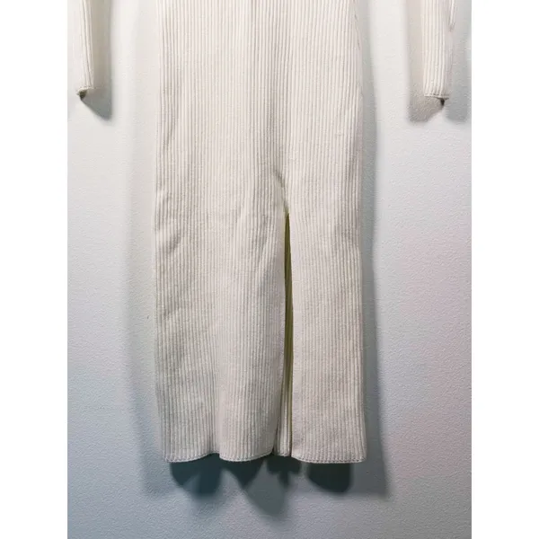 Abercrombie & Fitch O-Ring Cutout Midi Dress Womens XS White Quiet Luxury Fall - Image 9
