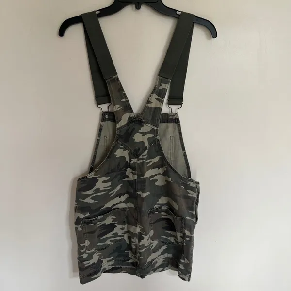 Forever 21 Camo Overall‎ Dress Womens Small Green Camouflage Mini Skirt Pinafore - Image 10