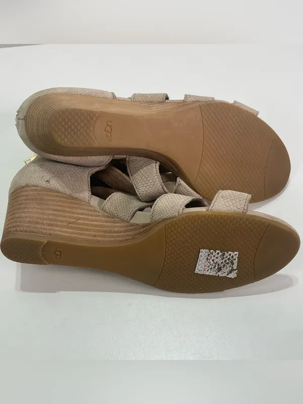 Ugg Women's 7.5 Wedge Sandals Yasmin Snake Print Leather Strappy Tassel - Image 6