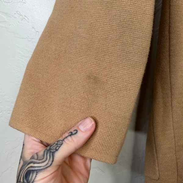 Quince 100% Organic Cotton Camel Soft Relaxed Open Front Knit Blazer Medium - Image 12
