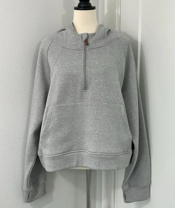 Laslulu 2XL Gray Half-Zip Scuba Hoodie Sweatshirt with Pocket - Image 9