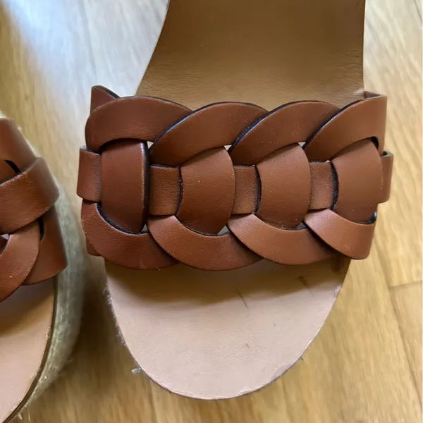 MIU MIU Brown Leather Platform Open Toe Weave Shoes Size Euro 40 - Image 8