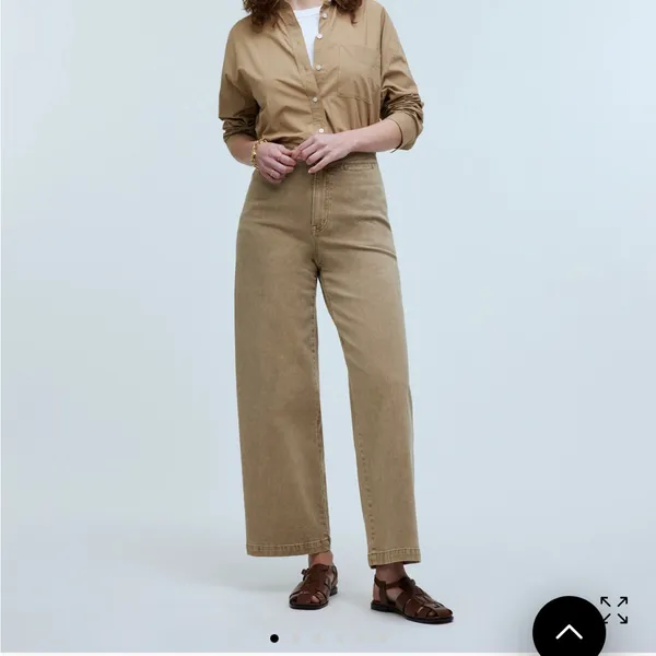 Madewell Curvy Emmett Wide-Leg Crop Pant: Welt Pocket Edition Drill Khaki - Image 2