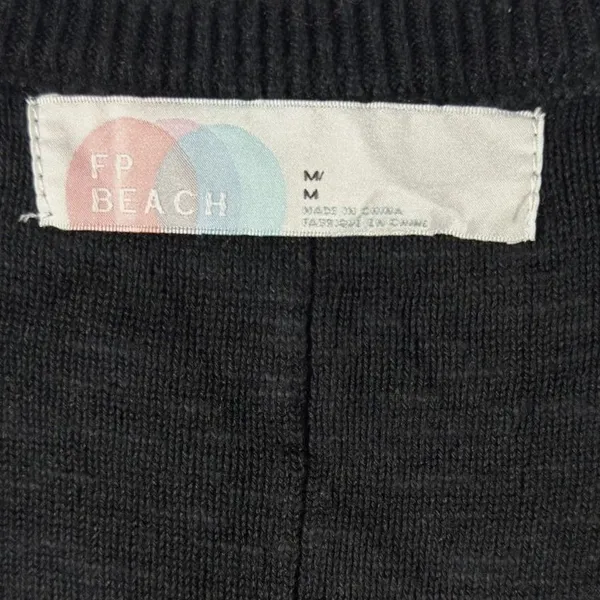 Free People FP Beach Maxi Dress Medium Black Knit Long Sleeve Side Slit Scoop Ne - Image 11