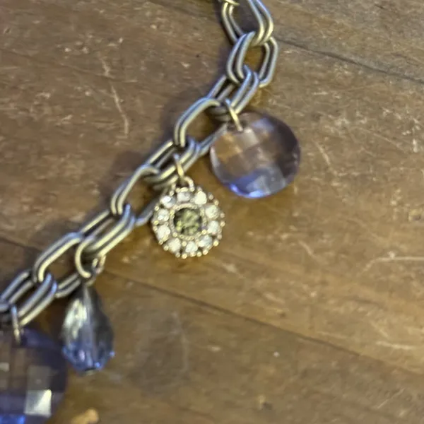 Loft silver tone rhinestone floral charm necklace - Image 5