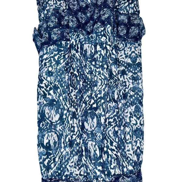 Abercrombie & Fitch Blue White Abstract Tiered Sleeveless Maxi Dress Womens Sz M - Image 7